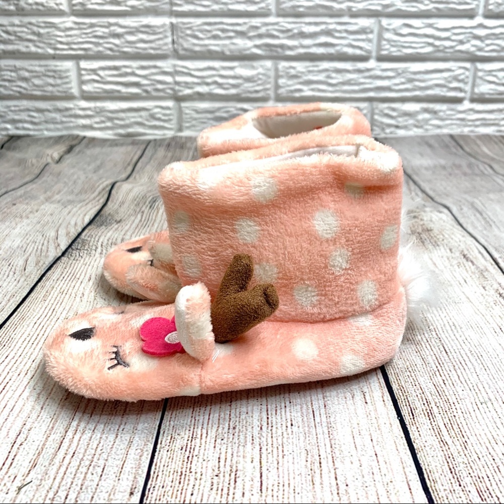 5/$25 Cat & Jack Fuzzy Sleepy Reindeer Slipper Boots - Picture 4 of 6